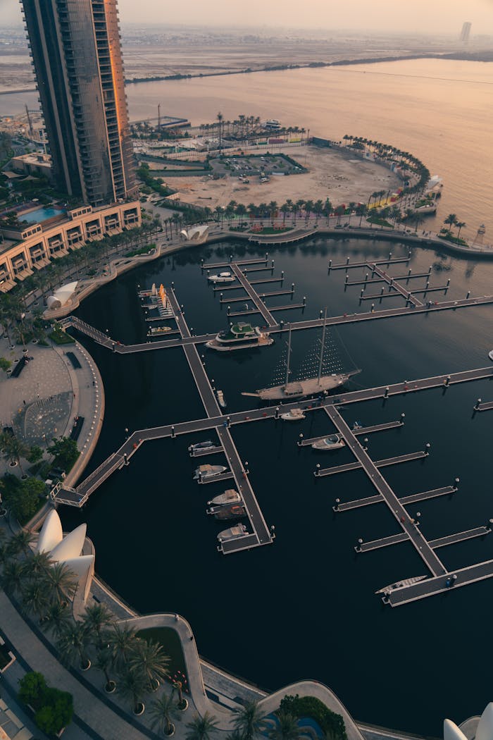 Captivating aerial view of Dubai Marina showcasing luxury waterfront living and modern architecture.
